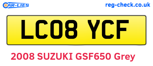 LC08YCF are the vehicle registration plates.