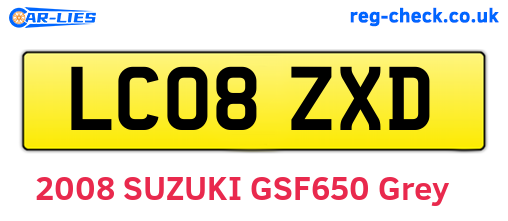 LC08ZXD are the vehicle registration plates.