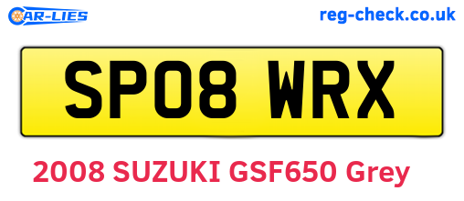 SP08WRX are the vehicle registration plates.