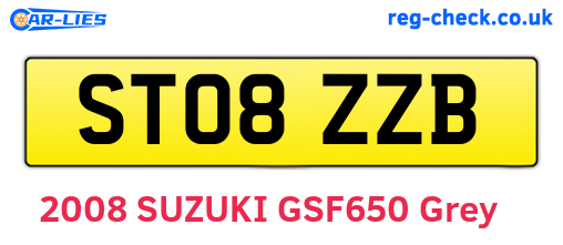 ST08ZZB are the vehicle registration plates.