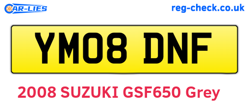 YM08DNF are the vehicle registration plates.