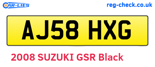 AJ58HXG are the vehicle registration plates.