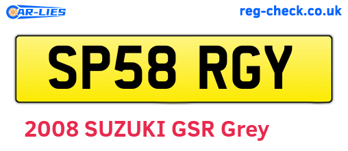 SP58RGY are the vehicle registration plates.