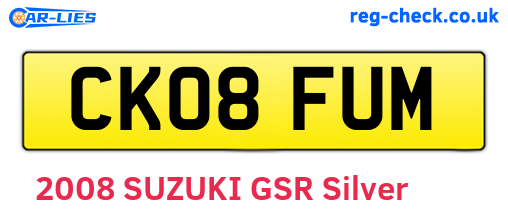 CK08FUM are the vehicle registration plates.
