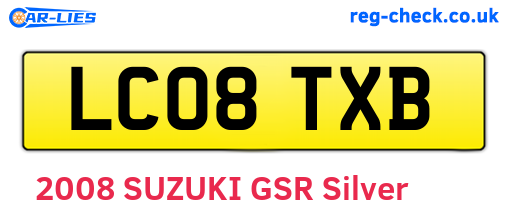 LC08TXB are the vehicle registration plates.
