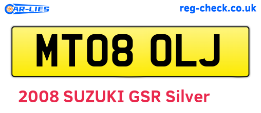 MT08OLJ are the vehicle registration plates.