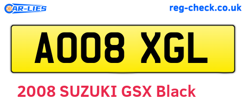 AO08XGL are the vehicle registration plates.