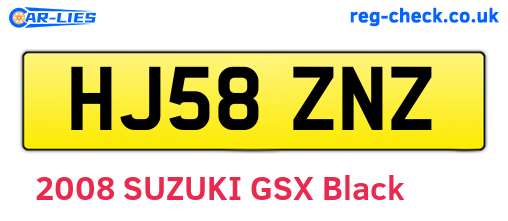 HJ58ZNZ are the vehicle registration plates.
