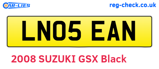 LN05EAN are the vehicle registration plates.