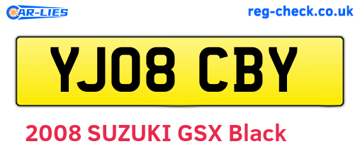 YJ08CBY are the vehicle registration plates.
