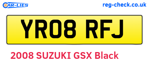 YR08RFJ are the vehicle registration plates.