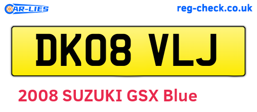 DK08VLJ are the vehicle registration plates.