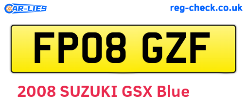 FP08GZF are the vehicle registration plates.