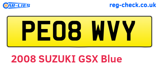 PE08WVY are the vehicle registration plates.