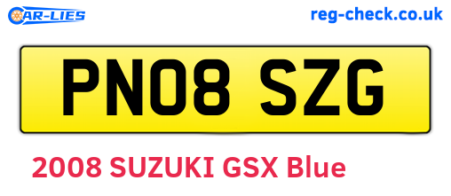 PN08SZG are the vehicle registration plates.