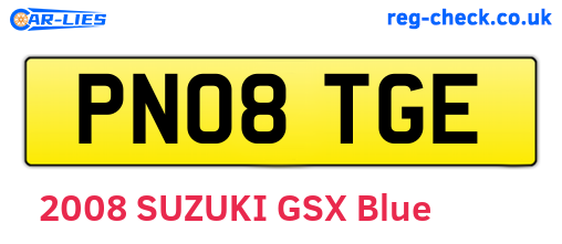 PN08TGE are the vehicle registration plates.