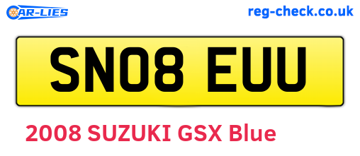 SN08EUU are the vehicle registration plates.
