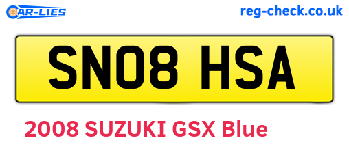 SN08HSA are the vehicle registration plates.