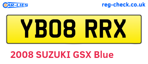 YB08RRX are the vehicle registration plates.