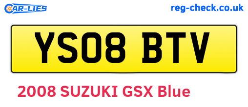 YS08BTV are the vehicle registration plates.