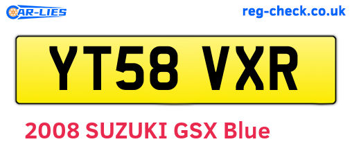 YT58VXR are the vehicle registration plates.