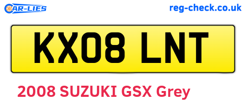 KX08LNT are the vehicle registration plates.