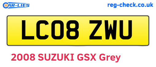 LC08ZWU are the vehicle registration plates.