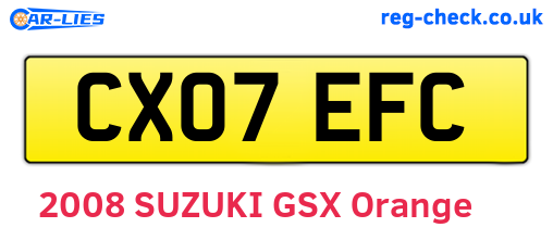 CX07EFC are the vehicle registration plates.