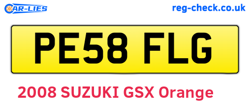 PE58FLG are the vehicle registration plates.
