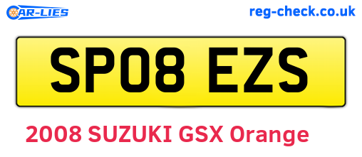 SP08EZS are the vehicle registration plates.