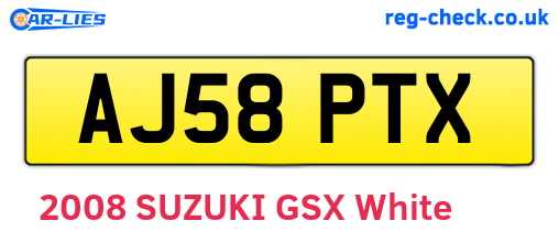 AJ58PTX are the vehicle registration plates.