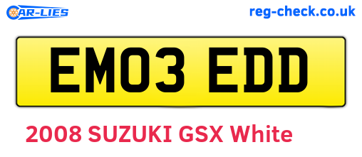 EM03EDD are the vehicle registration plates.