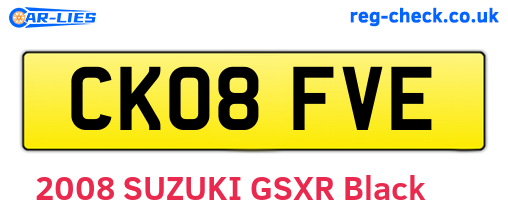 CK08FVE are the vehicle registration plates.