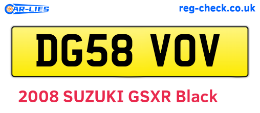 DG58VOV are the vehicle registration plates.