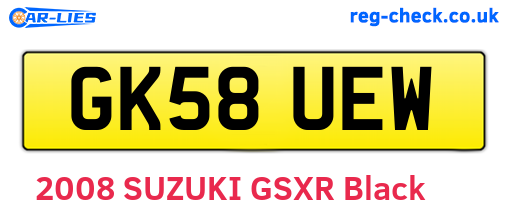 GK58UEW are the vehicle registration plates.