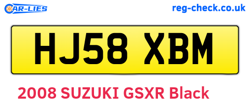 HJ58XBM are the vehicle registration plates.