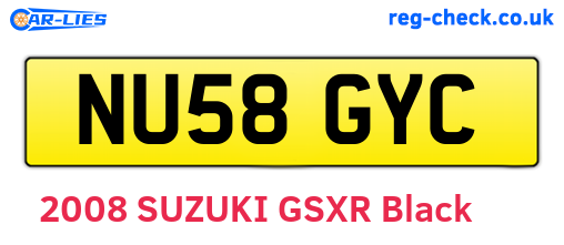 NU58GYC are the vehicle registration plates.