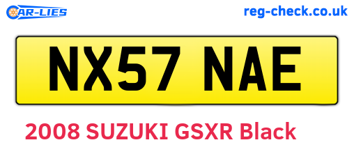 NX57NAE are the vehicle registration plates.
