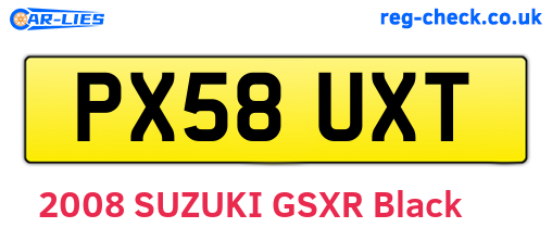 PX58UXT are the vehicle registration plates.