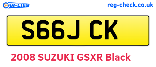 S66JCK are the vehicle registration plates.