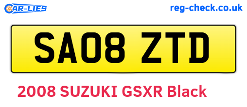 SA08ZTD are the vehicle registration plates.