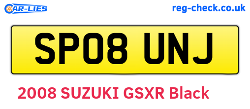 SP08UNJ are the vehicle registration plates.