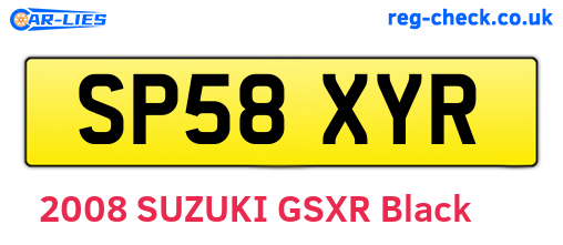 SP58XYR are the vehicle registration plates.
