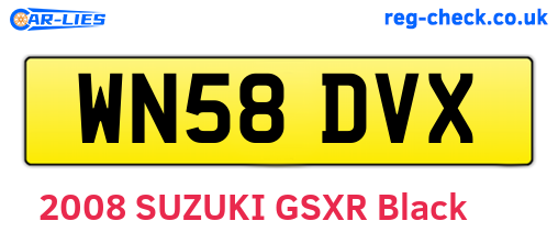 WN58DVX are the vehicle registration plates.