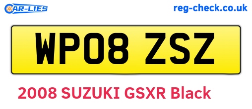 WP08ZSZ are the vehicle registration plates.