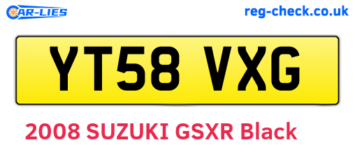 YT58VXG are the vehicle registration plates.