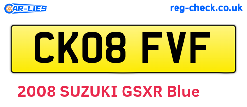 CK08FVF are the vehicle registration plates.