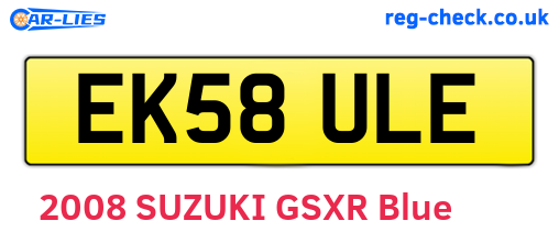 EK58ULE are the vehicle registration plates.