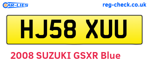 HJ58XUU are the vehicle registration plates.