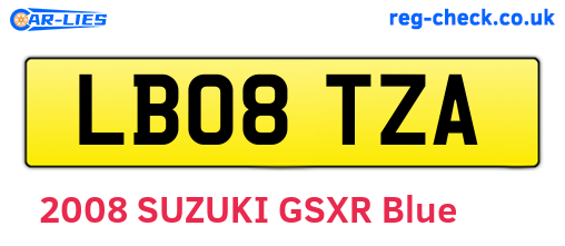 LB08TZA are the vehicle registration plates.